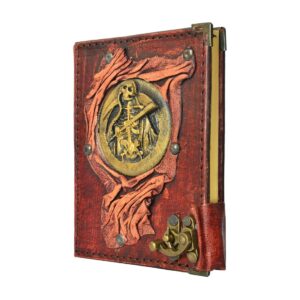 Metal Ölüm Meleği Detaylı El Yapımı Küçük Boy Deri Defter 2
