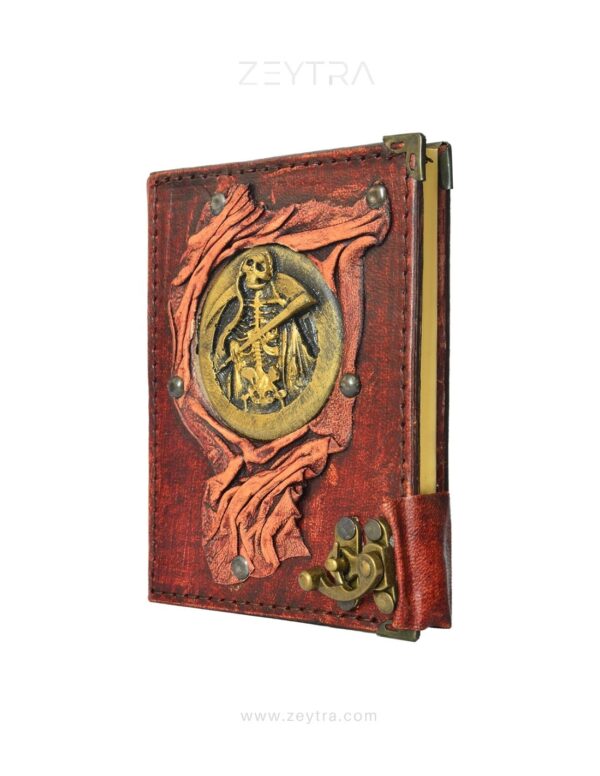 Metal Ölüm Meleği Detaylı El Yapımı Küçük Boy Deri Defter 2
