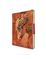 Metal Sol Anahtarı Detaylı El Yapımı Büyük Boy Deri Defter 2