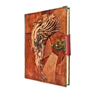 Metal Sol Anahtarı Detaylı El Yapımı Büyük Boy Deri Defter 2