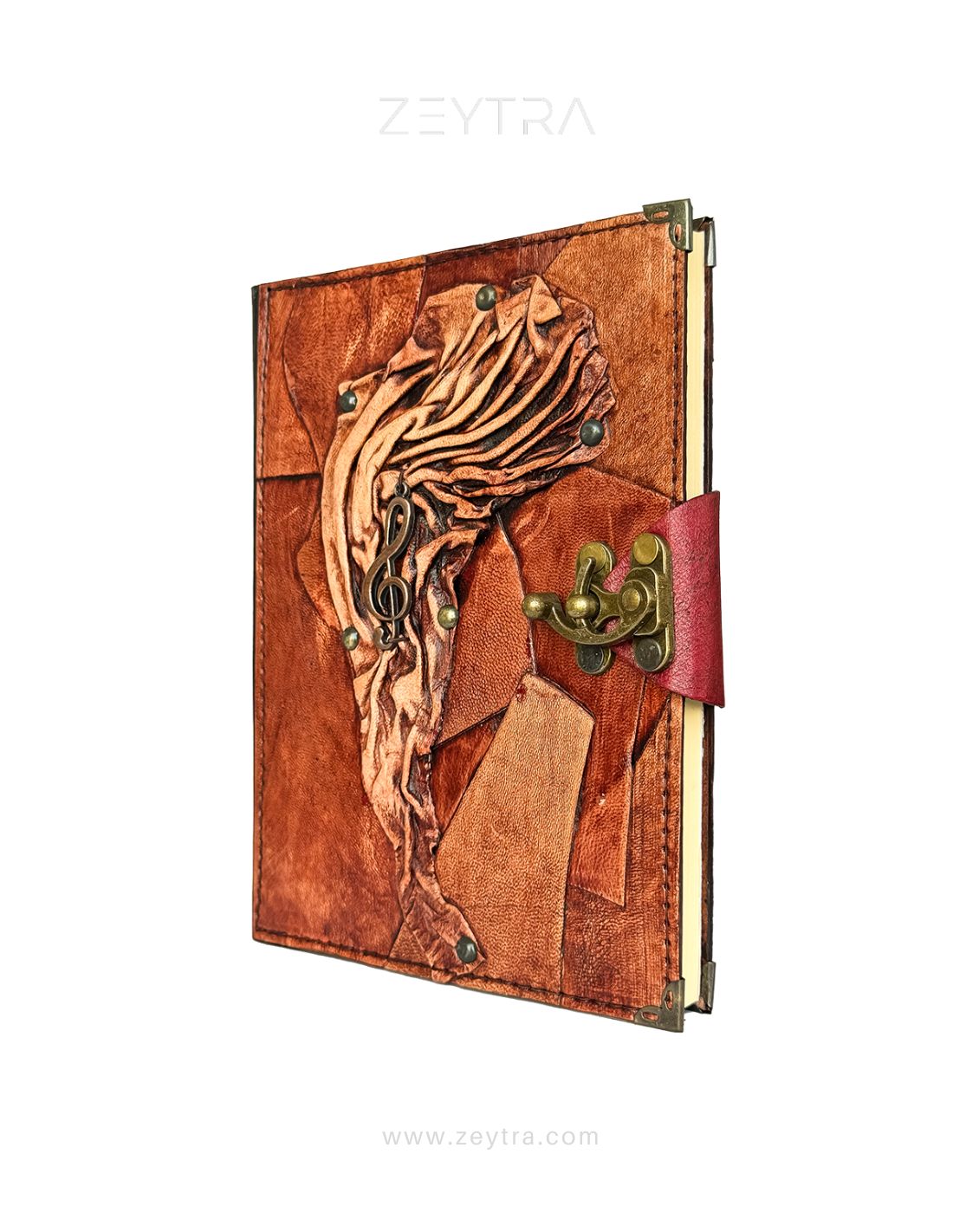 Metal Sol Anahtarı Detaylı El Yapımı Büyük Boy Deri Defter 2 Metal Sol Anahtarı Detaylı El Yapımı Büyük Boy Deri Defter 2