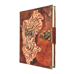 Metal Tiyatro Detaylı El Yapımı Büyük Boy Deri Defter 2