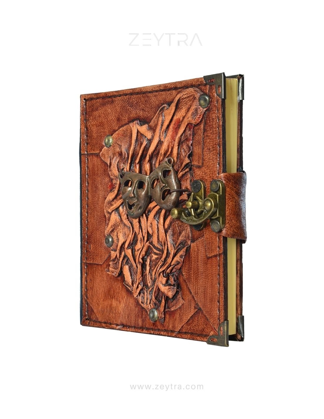 Metal Tiyatro Detaylı El Yapımı Küçük Boy Deri Defter 2 Metal Tiyatro Detaylı El Yapımı Küçük Boy Deri Defter 2