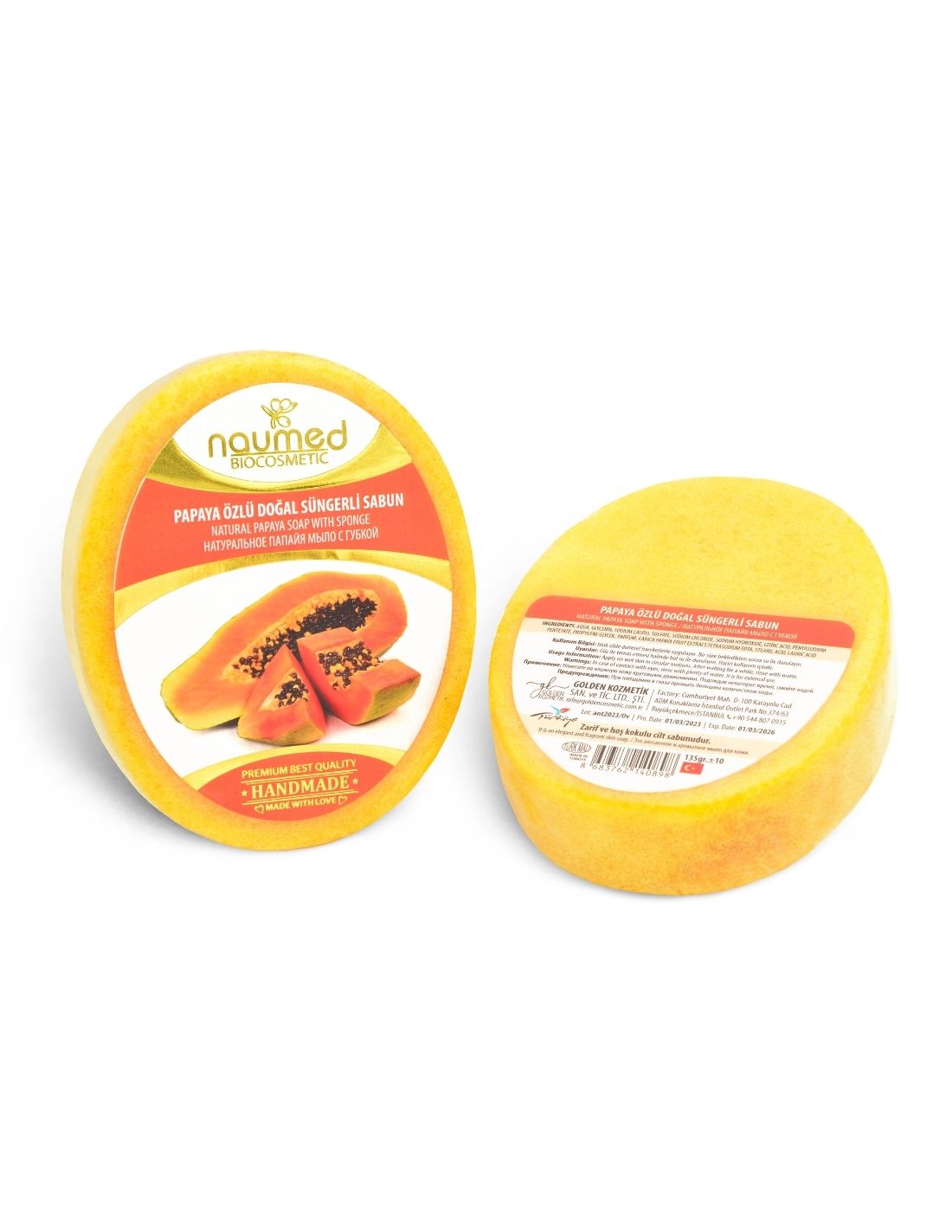 Naumed Papaya Özlü Doğal Süngerli Sabun Naumed Papaya Özlü Doğal Süngerli Sabun