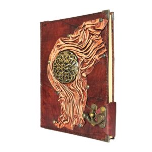 Otantik Sembol Detaylı El Yapımı Büyük Boy Deri Defter 2