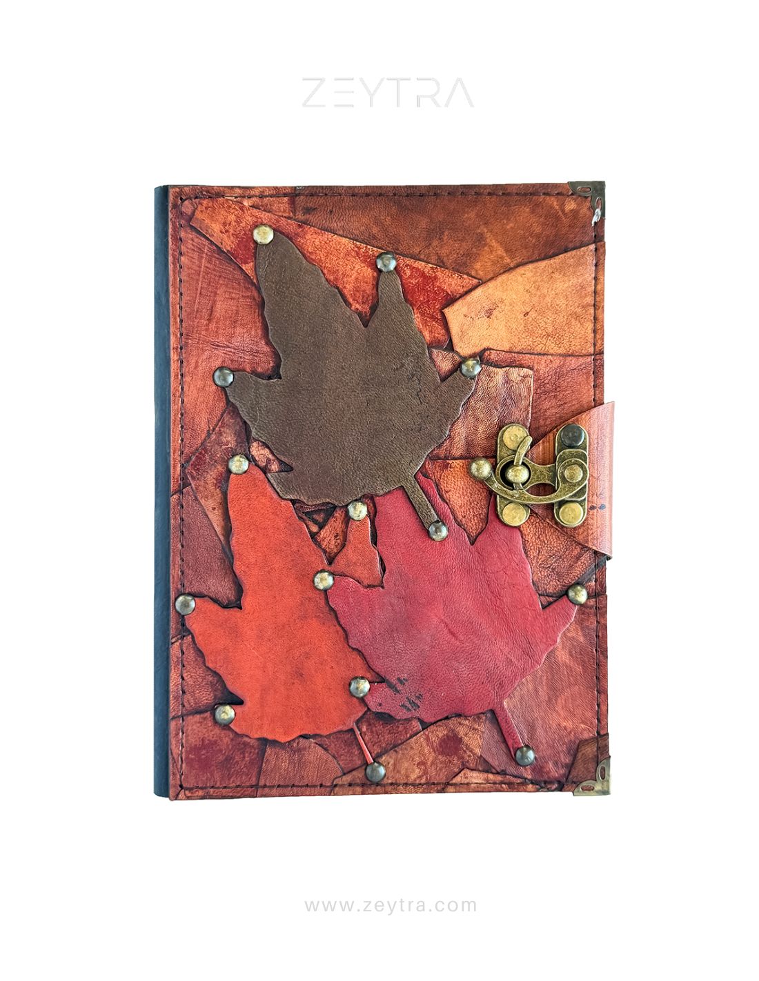Yaprak Detaylı El Yapımı Büyük Boy Deri Defter 1 Yaprak Detaylı El Yapımı Büyük Boy Deri Defter 1