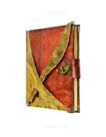 Yeşil Kalem Detaylı El Yapımı Orta Boy Deri Defter 2